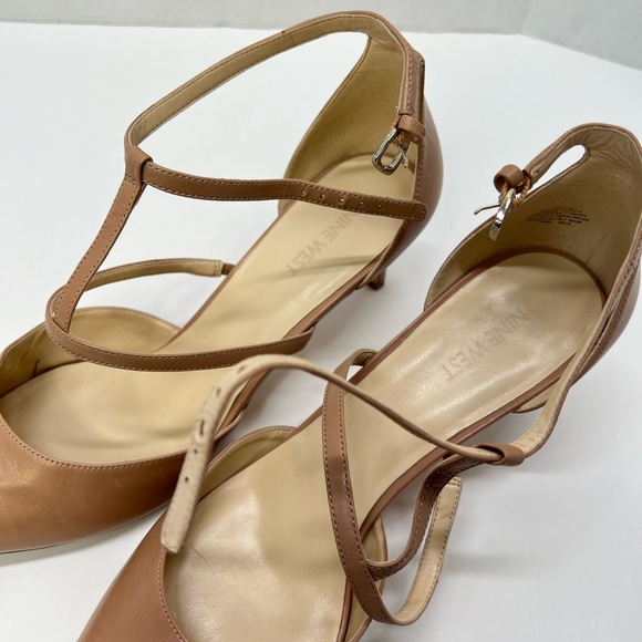 Nude Kitten Heels Pointed Toe T Strap Pumps Low Heel Work Shoes Mary Jane Heeled - Picture 11 of 17